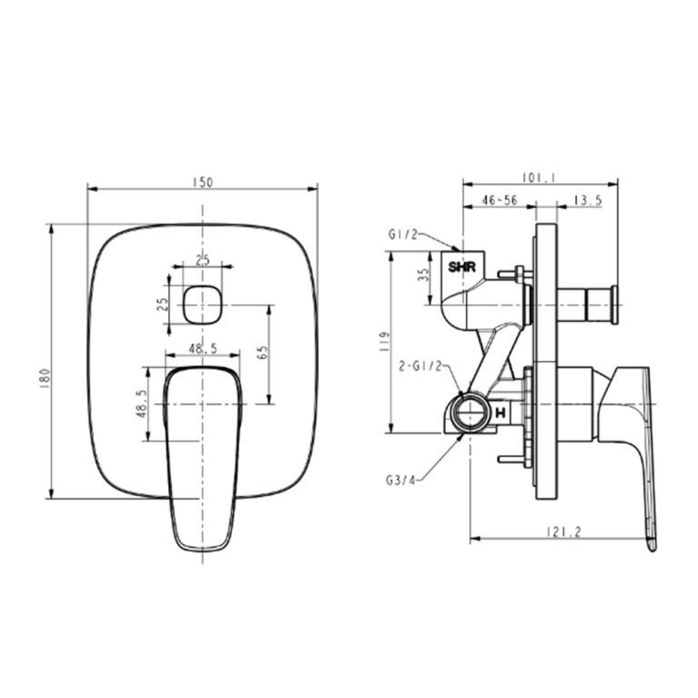 American Standard Signature Concealed bath & shower mixing valve
