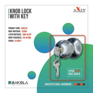 Axon Knob Lock With Key SS Matt