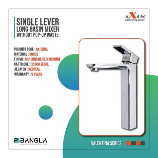 Axon Single Lever Long Basin Mixer