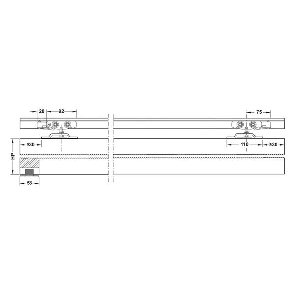 Hafele Classic 120W (Wood) Straight Sliding System - Image 3